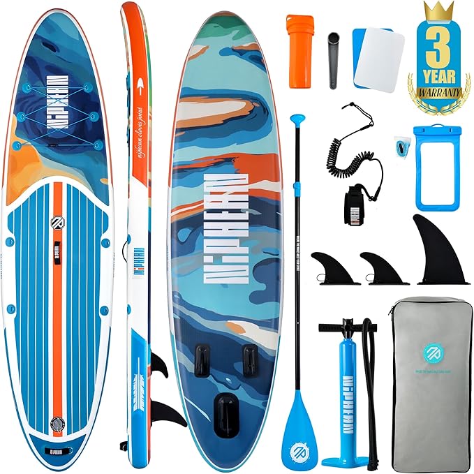 Niphean Inflatable Stand Up Paddle Board with SUP Accessories, Anti-Slip EVA Deck, 10’6’’ Inflatable Paddle Boards for Adults & Youth of All Skill Levels
