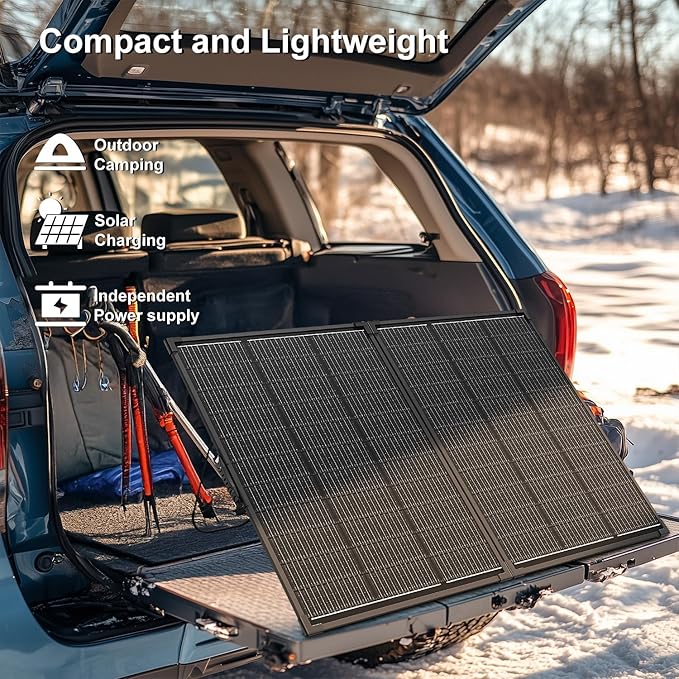 200W Portable Solar Panel Kit,23.5% High Efficiency 12BB Cells,Ultra-Thin 1.6mm Tempered Glass,20A PWM Controller, IP68 Waterproof,Foldable Lightweight for RV,Off-Grid,Camping,Outdoor Power Station
