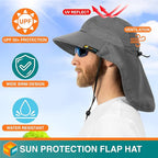 SUN CUBE Wide Brim Sun Hat with Neck Flap, UPF50+ Hiking Safari Fishing Hat for Men Women, Sun Protection Beach Hat