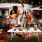 8 FT Folding Table with Carry Handle, Portable Fold-in-Half Plastic Table, Rectangle Foldable Table for Indoor/Outdoor White