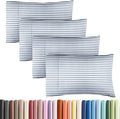 Pillowcases - Ultra Soft Hotel Quality Pillowcase Covers - Comfy, Cozy & Wrinkle Free - Shrinkage and Fade Resistant - Machine Washable Pillow Protectors - (King, Blue Stripes 2, 4 Piece Set)