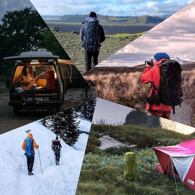 WintMing 75L Hiking Backpack with Rain Cover Waterproof Camping Backpack Shoes Warehouse for Men Women