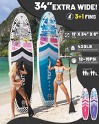 DAMA 11'*34"*6" Inflatable Paddle Board, Paddle Boards for Adults,Sup,Lightweight and Durable, Easy to Inflate, Versatile in Style, Fully Functional, Equipped w/High Grade Accessories.