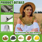 Hestya 2 Pack Mosquito Head Mesh Net Midge Insects Bugs Head Face Net Protecting for Outdoor Hiking Camping Climbing Walking(Army Green)