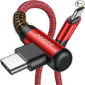 AINOPE USB C Cable 60W 2-Pack 3.3ft Nylon Braided USB C to USB C Cable Type C Charger Fast Charging Right Angle USBC Cable Charger Cord for iPhone 16 Pro Max 15 Plus Samsung S24 S23 iPad Pro Red
