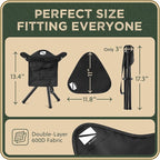 Foldable Tripod 13.4'' Stool - Ultra Portable Seat, Best for Youth+Pocket - 1 lb Camping Stool, 3 Legged Strong Steel Stool, Height: 13.4 inches (Black)