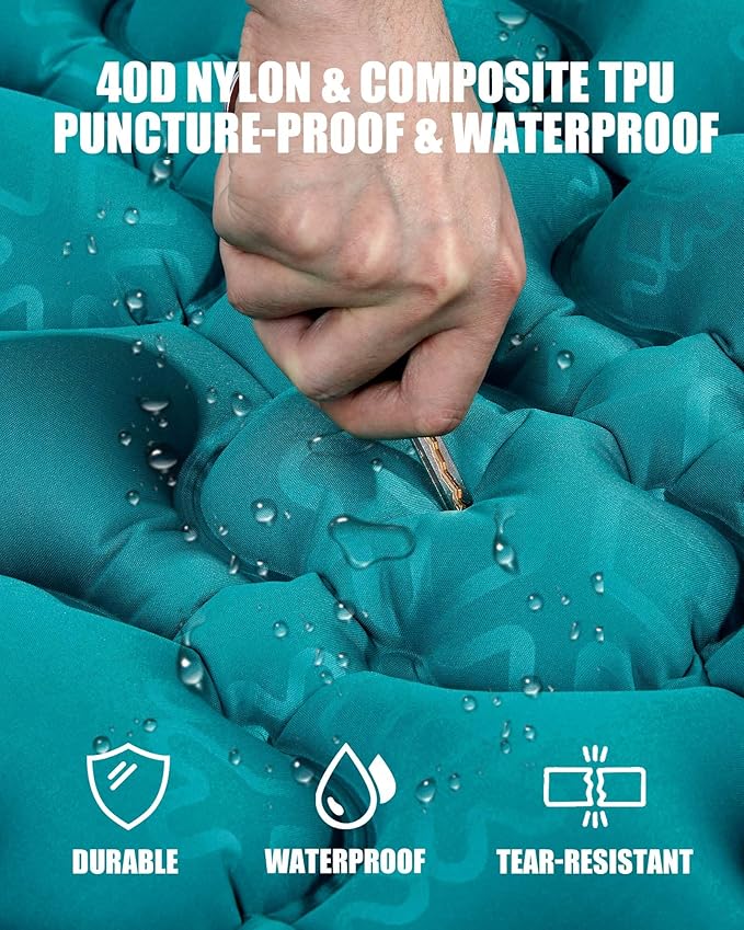 AKSOUL Self-Inflating Sleeping Pad for Camping: Inflatable Wide Compact & Ultralight Air Mattress Sleep Mat, Lightweight Inflatable Pads for Backpack Hiking Traveling Outdoor