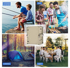 EAGLE PEAK Outdoor Folding Camping Table with Large 3-Tier Storage Organizer and Side Pockets, Easy Set Up Portable Aluminum Camping Kitchen, Beige