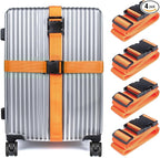 Luggage Straps for Suitcases TSA Approved, Travel Belt Suitcase Belt, Suitcase Straps TSA Approved, Luggage Belt Strap TSA Approved, Travel Straps for Luggage, Luggage Band Bag Straps, Orange