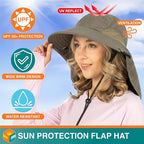 SUN CUBE Wide Brim Sun Hat with Neck Flap, UPF50+ Hiking Safari Fishing Hat for Men Women, Sun Protection Beach Hat
