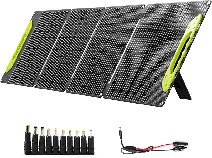 100W Foldable Solar Panel kit with Controller,Portable Solar Charger for Portable Power Station,Phone,Laptop,with M-C4 to DC5525 Output,USB-C,USB-A Port When Camping Fishing Van RV Road Trip