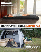 KingCamp Self Inflating Sleeping Pad, R 7.9 Air & Foam Sleeping Pad for Camping All Seasons, 3" Thick Single Camping Mattress for Camp Tent Outdoor Car, PVC Free (Black)
