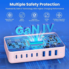 USB C Charger 300W USB C Charger Block 8-Ports GaN IV Fast Charging Station,PD 100W Laptop Charging Hub Wall Adapter Compatible with MacBook/Air,DELL,Steam Desk,iPhone 16/15/14,Galaxy S24