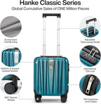 Hanke 14 Inch Underseat Carry On Luggage with Wheels Hard Shell Suitcases Carry On Bag Lightweight Small Mini Suitcase Tsa Luggage for Travel. Caribbean Blue.