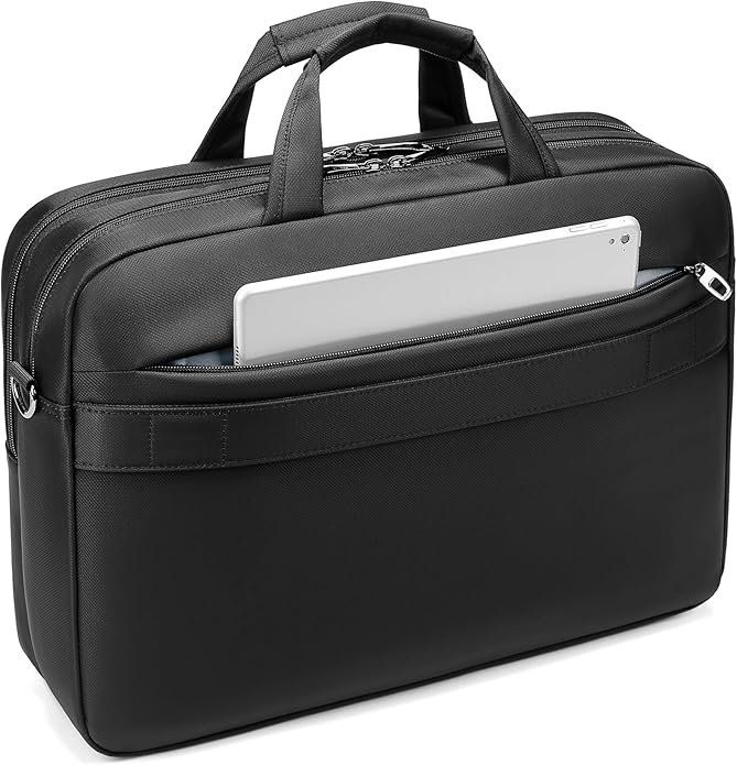 iDemoo ELITE 16 Inch Laptop Bag with Shoulder Strap - Jet Black - Laptop Briefcase, Expandable Water Resistant Laptop Shoulder Messenger Bag Durable Computer Case for Business/Travel/Men/Women