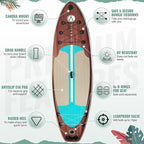 Crew Axel Inflatable Paddle Board 10’33’6” Extra Wide & Lightweight (18lb) Paddle Board – Premium SUP Set Includes 2 Bags, Floating Paddle, Camera Mount, 3 Fins, Dual Pump Kit