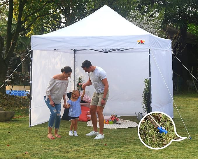 ABCCANOPY 15 Inch Tent Stakes 10 Pcs Non-Rust Metal Ground Anchors, Heavy Duty Spikes with 4 Ropes for Outdoor Camping, Blue