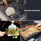 Stainless Steel Metal Spatula Set For Griddle, Grill Spatula Scraper for BBQ/Flat Top Grill- Full Tang Handle -Thicked Blade- Beveled Edges, Great Griddle Accessories for Pancake/Smash Burgers