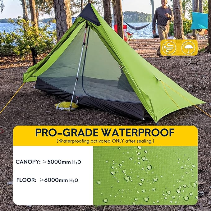 LANSHAN Ultralight Tent 3-Season Backpacking Tent for 1-Person or 2-Person Camping, Trekking, Kayaking, Climbing, Hiking