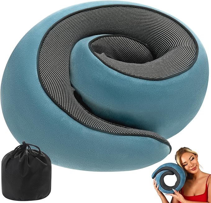 Travel Pillow uses Memory Foam to Support Neck Comfort, car Travel, Compact,Airplane Sleep Pillow Peacock Blue