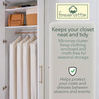 Luxury Cotton Garment Storage Bag, 24x40 Inch, Breathable Washable Reusable, for Hanging Clothes Short Dresses Jackets Suits, Fits 3 Hangers, Zipper Window (1, 24x40x3)