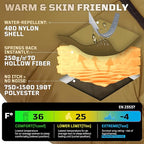 Sleeping Bag for Adults, Warm Weather Camping Mummy Sleeping Bags (25-36℉) with Adjustable Hood, Phone Pocket & Compression Sack for Hiking Travel Hunting