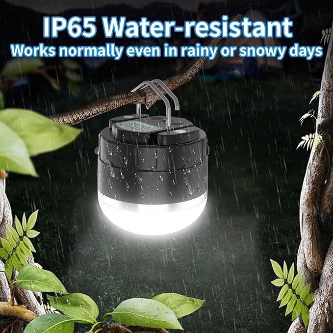 Rechargeable LED Camping Lantern 1000LM, TOHETO Portable Hanging Tent Light with 3 Colors Changing, Magnetic Base, Waterproof Emergency Hanging Light for Hurricane, Power Outages, Home, Hiking -Black