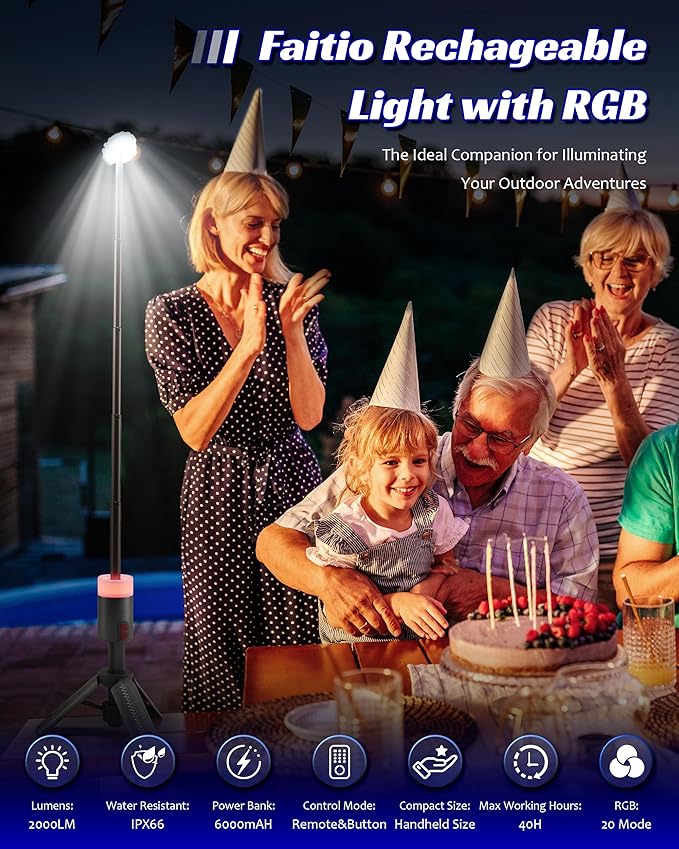 Telescopic Camping Light, 6800mAh Camping Lantern with Remote, Rechargeable Camping Lights with Power Bank, Emergency Solar Lights Portable for Camp, Waterproof Hiking Lantern for Outdoor