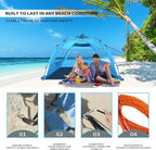 Beach Tent for 3-4 People, Pop-Up Beach Tent Automatic Setup, UV Protection, Extendable Floor, Ventilating Windows, Portable Outdoor Sun Shelter, Blue