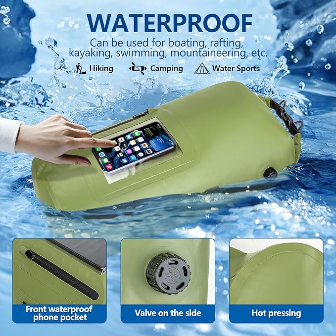 30L Waterproof Dry Bag with 20L Detachable Cooler, Dry Bag Cooler Backpack with Phone Pocket and Bottle Pouch, Suitable for Kayaking, Boating, Camping and Water Activities