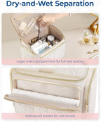 BAGSMART Travel Toiletry Bag, Large Wide-open Travel Bag for Toiletries, Makeup Cosmetic Travel Bag with Handle-Grey