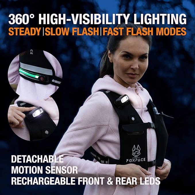 Running Vest for Women Men - Hydration Vest Water Bottle - Breathable Adjustable Backpack for Hiking Marathon - Waterproof Phone Pocket - Reflective Lights Up Rechargable Vest for Night Running