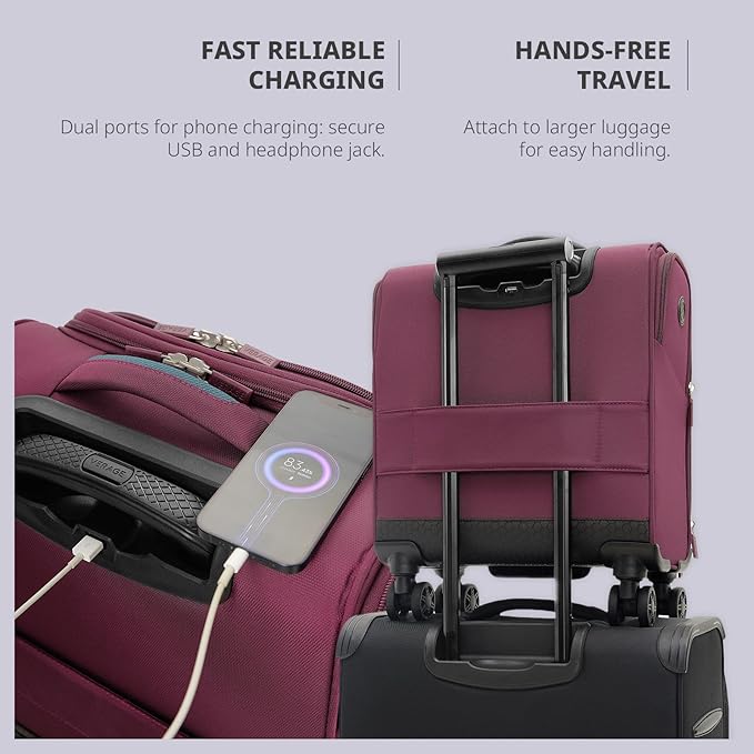 Verage Underseat Carry On Luggage with Wheels & USB Port,14 inch Wheeled Spinner Carry-on Luggages Bags for Airlines, Lightweight Overnight Suitcase for Men Women (14-Inch Compact Underseat Pro)