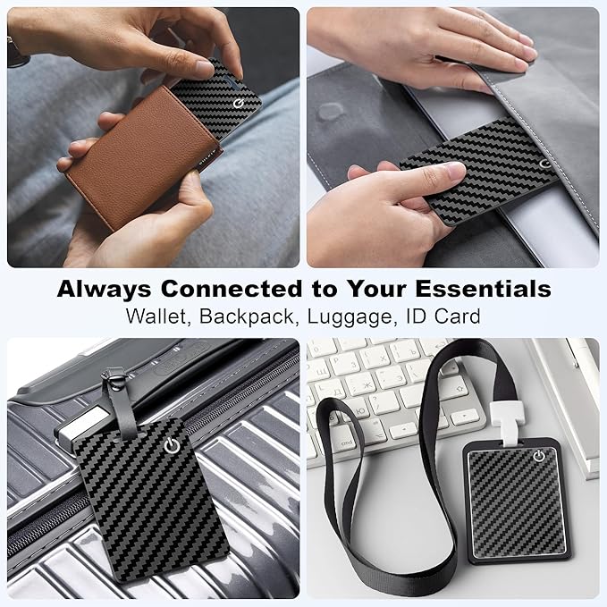 Wallet Tracker Card (iOS Only), Rechargeable Bluetooth Smart Tracking for Apple Find My Compatible Anti Tracker for Men Women Slim Item Locator for Purse Passport Key Luggage Tag (1Pcs/Black B)