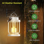 Solar Lantern Outdoor & Indoor Use – Hanging Solar Lights with Realistic Flickering Flameless Candle, Weatherproof for Gardens, Patios, Trees, and Lawns (White, 4 Pack)