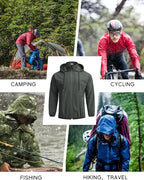 COOFANDY Men's Packable Rain Jacket Lightweight Waterproof Raincoat with Hood Travel Hiking Golf Windbreaker