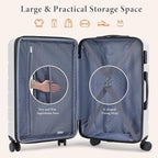 Sweetcrispy 3 PCS Luggage Set, Spinner Wheels Lightweight Expandable Travel Hard Shell Suitcase with TSA Lock, Cream White(20/24/28 inch)