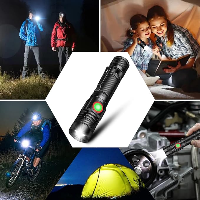 DARKBEAM LED Flashlights Rechargeable USB 2000 High Lumens, Small and Bright Pocket Flashlight, Zoomable Water Resistant Handheld Flash Light for Camping, Outdoor, Emergency with Battery, 2 Pack