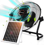 15000Mah 12 Inch Solar Panel Powered Fan, 2 in 1 Solar Panel or AC Charger Powered Fan 12W 9V Portable for Chicken Coop Greenhouse Household Exhaust Camping Travel Outdoor(Black)