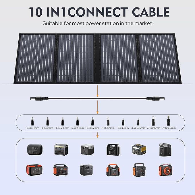 ENGINSTAR 60W Foldable Solar Panel Charger with 18V DC Outlet for Portable Power Stations EnginStar/Jackery/Rockpals/Flashfish, Portable Solar Generator with QC 3.0 for Outdoor Camping Van RV Trip