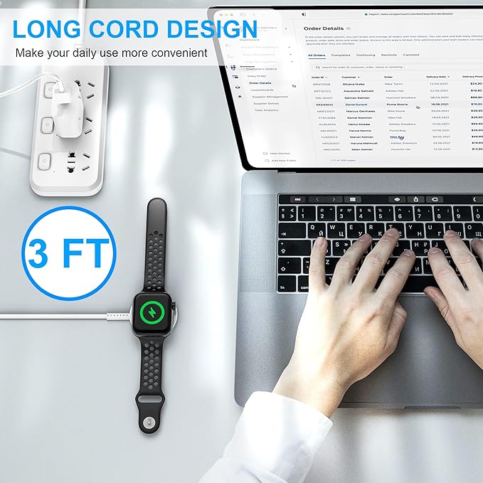 for Apple Watch Fast Smart iWatch Charger 3.3FT Magnetic Charging Cable with USB Wall Charger for Ultra2/Ultra/Series 9/8/7/SE/6/5/4/3/2/1