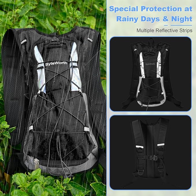 Hydration Backpack wtih 2L Water Bladder, Hiking Water Backpack, Water Bladder Backpack for Running and Biking (Men & Women) - BPA-Free, Breathable Mesh, 16L Storage, 2025 Upgrade