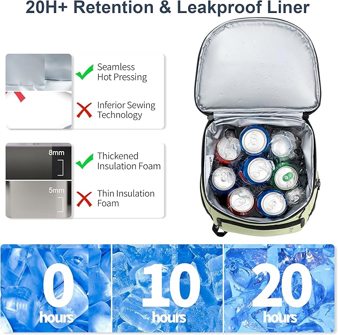 Backpack Cooler Insulated Leak Proof 33/49 Cans, 2 Insulated Compartments Thermal Bag, Portable Lightweight Beach Travel Camping Lunch Backpack for Men and Women