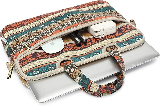 kayond Red Bohemia Patten Waterproof Laptop Shoulder Messenger Bag Case Sleeve for 15 Inch 15.6 Inch Laptop