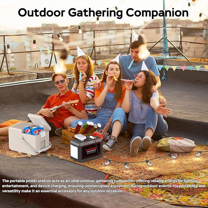 Portable Power Station 300W MARBERO 237Wh Camping Solar Generator Backup Lithium Battery with Pure Sine Wave 110V AC Outlet, USB C, USB A, DC for Outdoors Camping CPAP Home Blackout Emergency