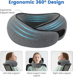 Neck Pillow for Airplane Travel Memory Foam Neck Travel Pillow with Eye Mask & Ear Plugs, Portable Carry Bag for The Comfort of Travel & Office, Travel Pillow for Plane, Car, Home, Work, Dark Grey