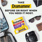 Dramamine Motion Sickness Less Drowsy, Travel Vial, Multicolor, 8 Count