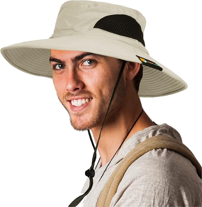 SUN CUBE Wide Brim Sun Hat Men Women, Fishing Hats Sun UV Protection, Mens Hiking Bucket Hat Safari Beach Boonie, UPF 50+