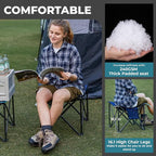 FUNDANGO Folding Camping Stool, 18.1 Inch Oversized Foot Rest 440 Lbs Heavy Duty Portable Padded Stools Seat Anti-Slip Foots & Carry Strap for Fishing Outdoor Lawn Travel (Black)