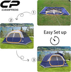 CAMPROS CP Tent 8 Person Camping Tents, Waterproof Windproof Family Tent with Top Rainfly, Large Mesh Windows, Double Layer, Easy Set Up, Portable with Carry Bag, for All Seasons